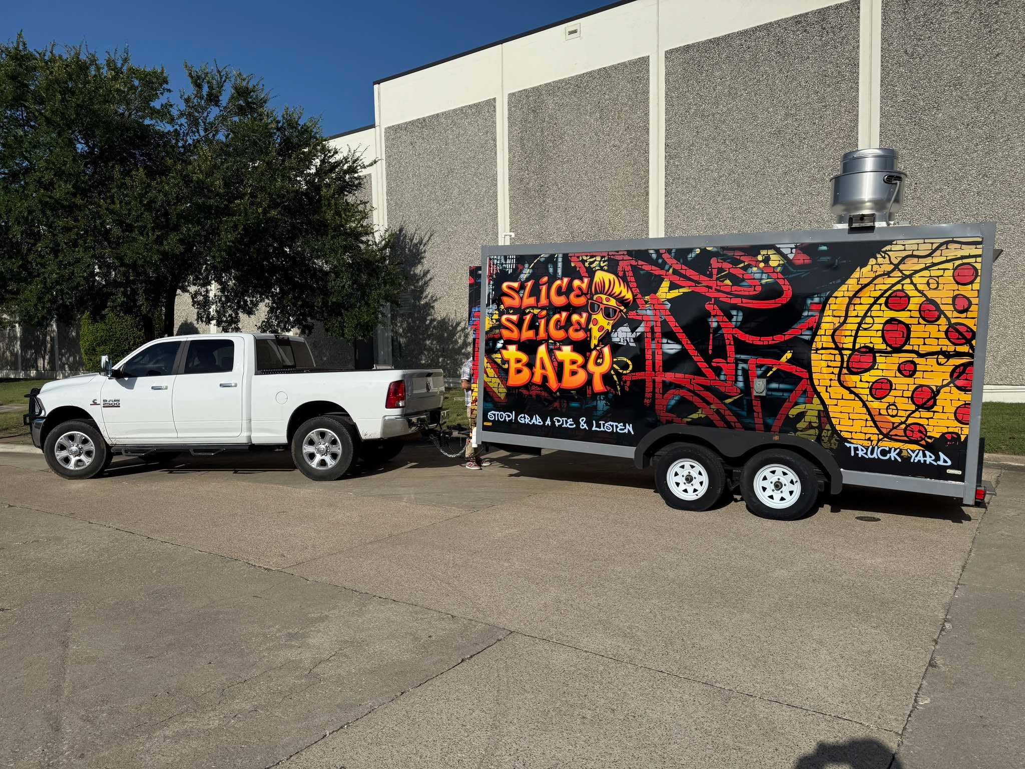 Busy Beez truck towing a food trailer
